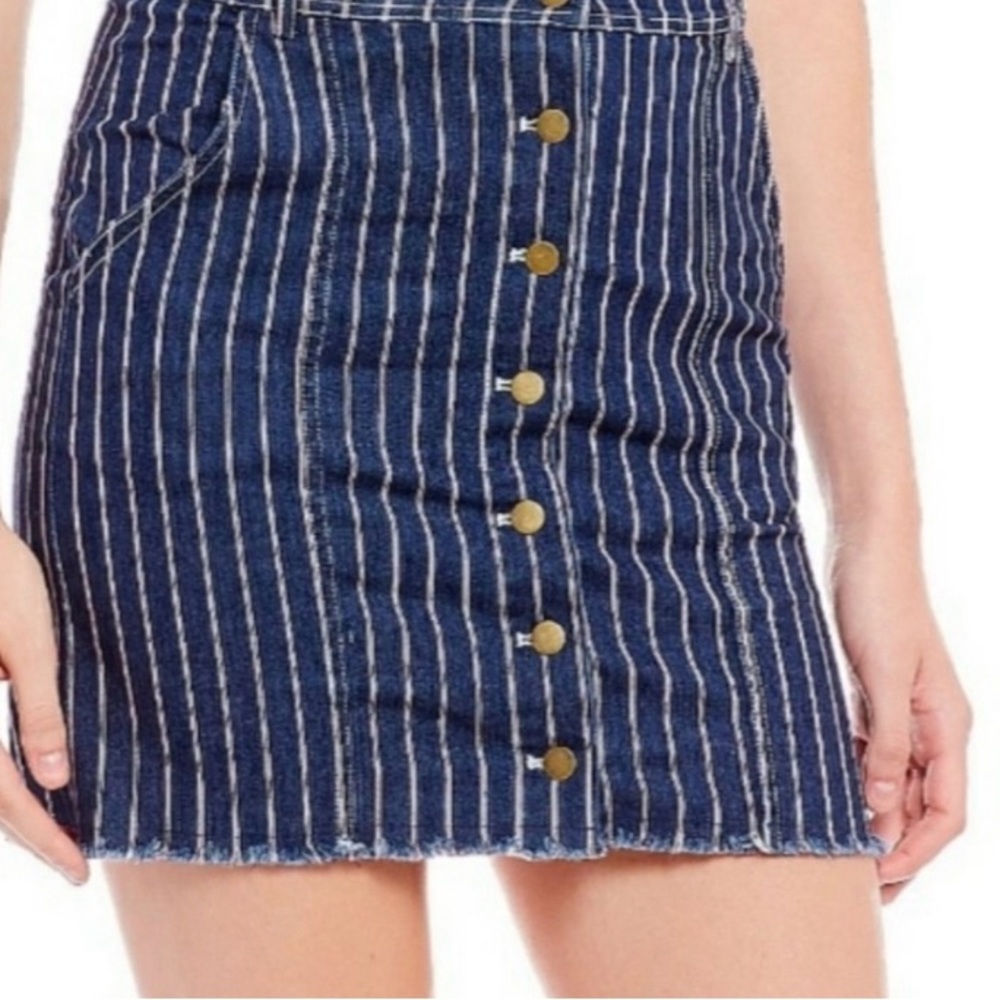 Sugar‎ Lips Vella Striped Denim Stretch Mini Skirt (NWT)